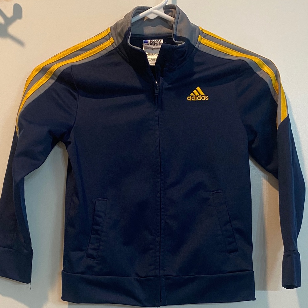 adidas Kids Jacket in Navy and Yellow size 6